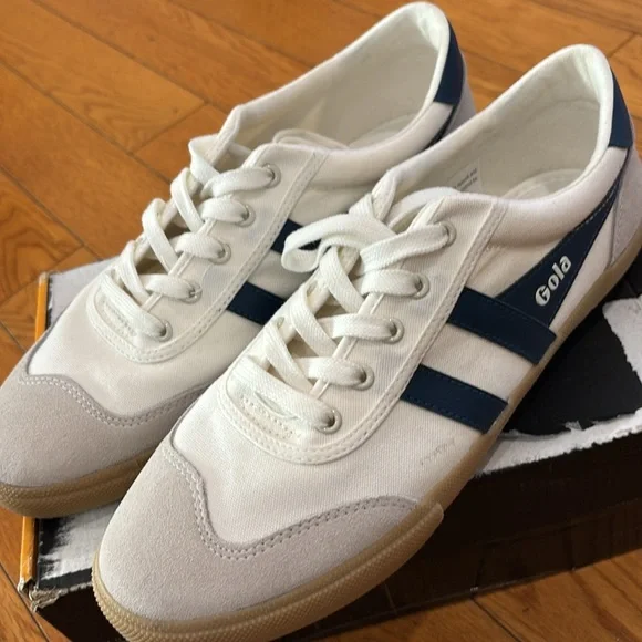 Gola Badminton Sneaker in Off White, Baltic, & Gum, Size: 10 - Picture 7 of 14